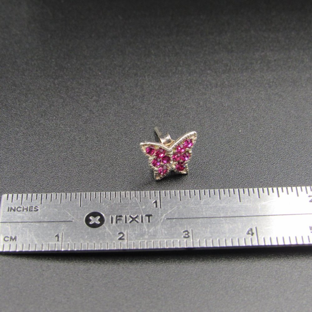 Sterling Tiny Rustic Crystal Butterfly Earrings - image 5